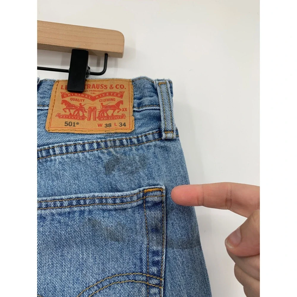 Levis Shorts Mens 38 Blue Cut Off Distressed 12